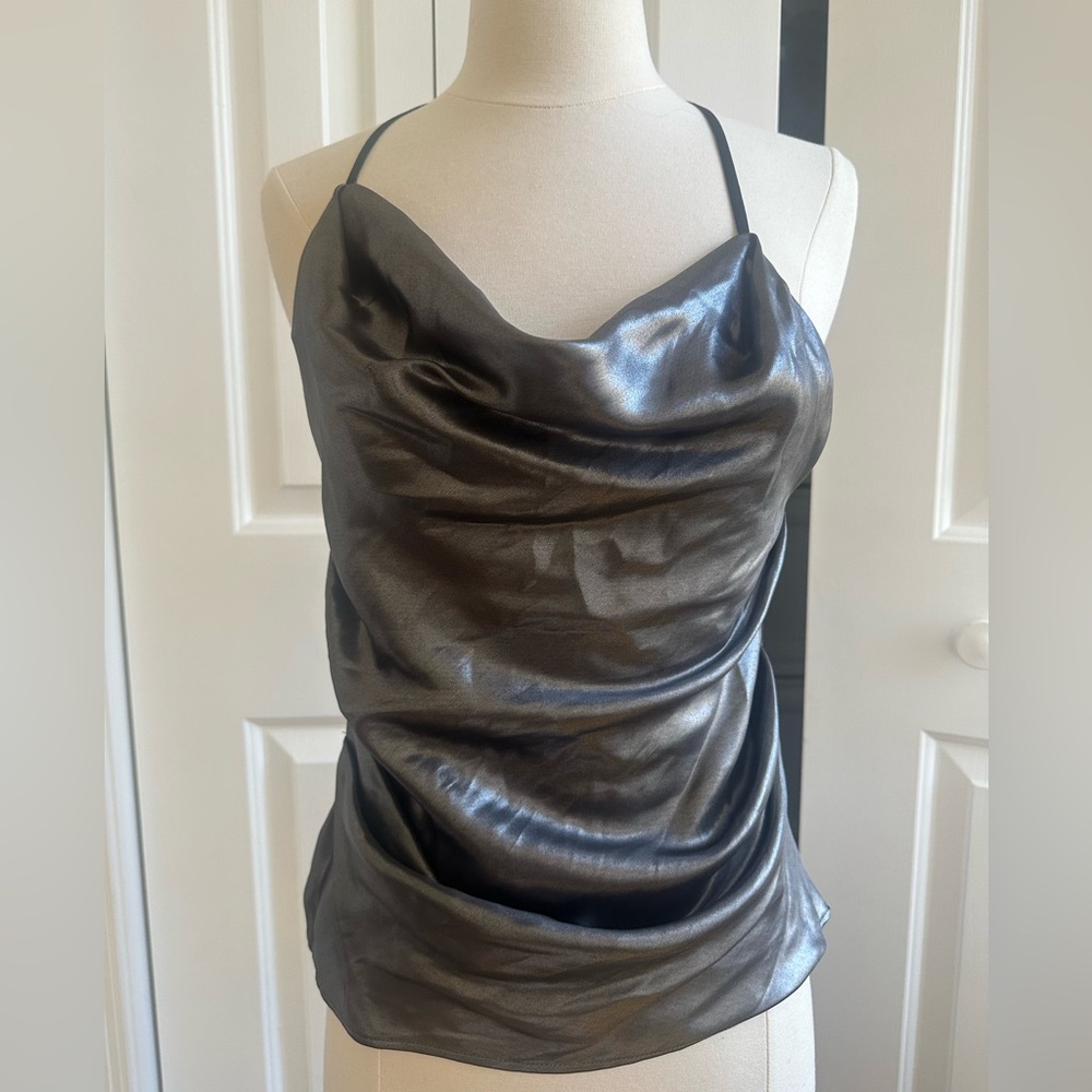 Silver urban outfitters halter top backless tank size XS